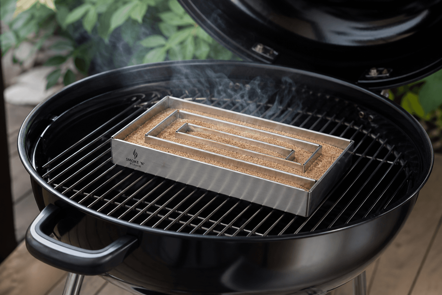 Koldrøgningsbakke med rygesmuld i grill