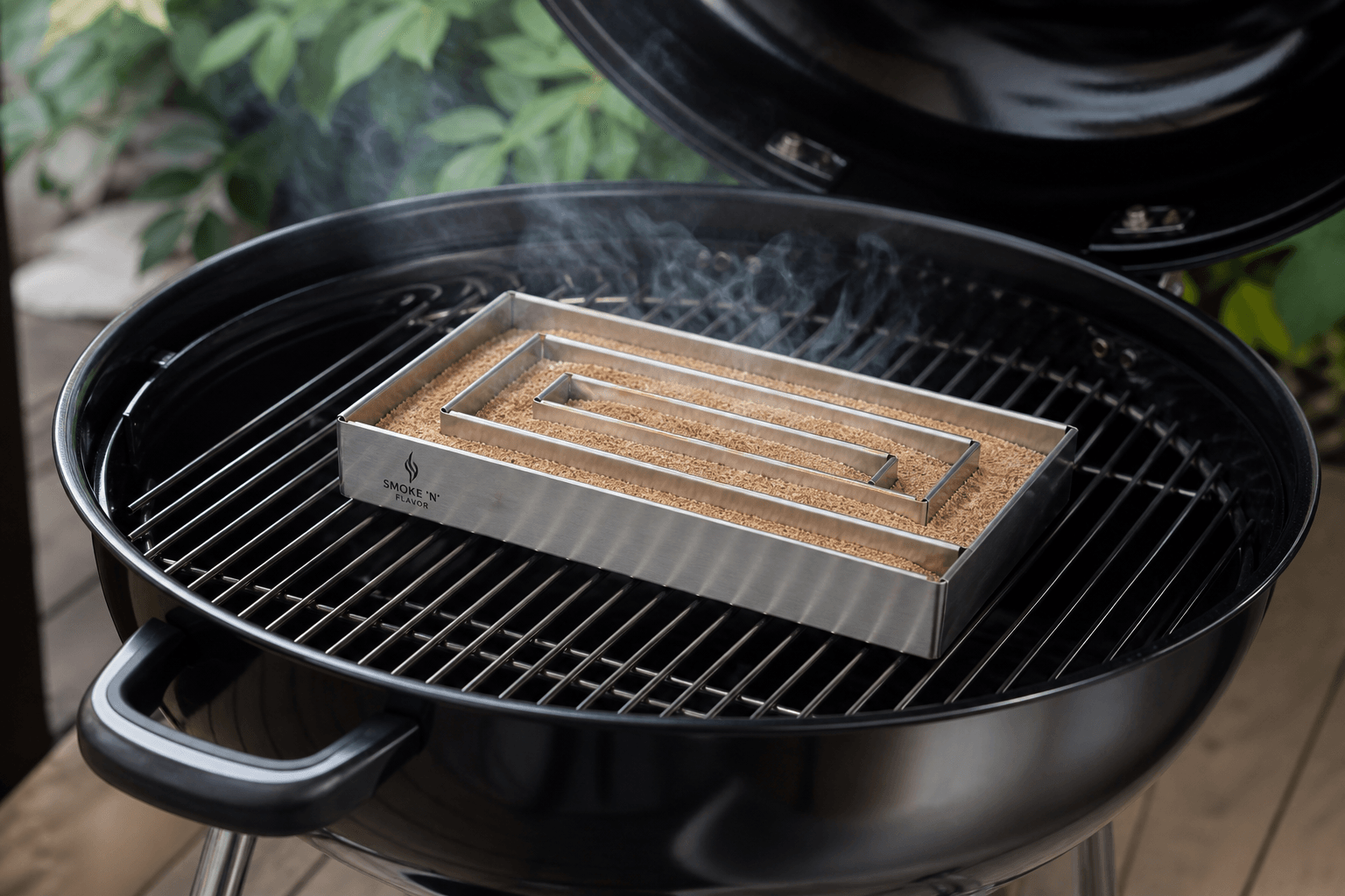 Koldrøgningsbakke med rygesmuld i grill