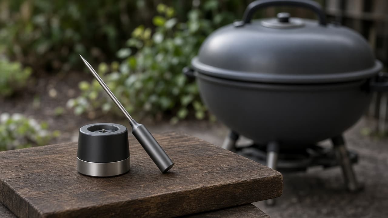 Trådløst stegetermometer med base uden for lukket grill