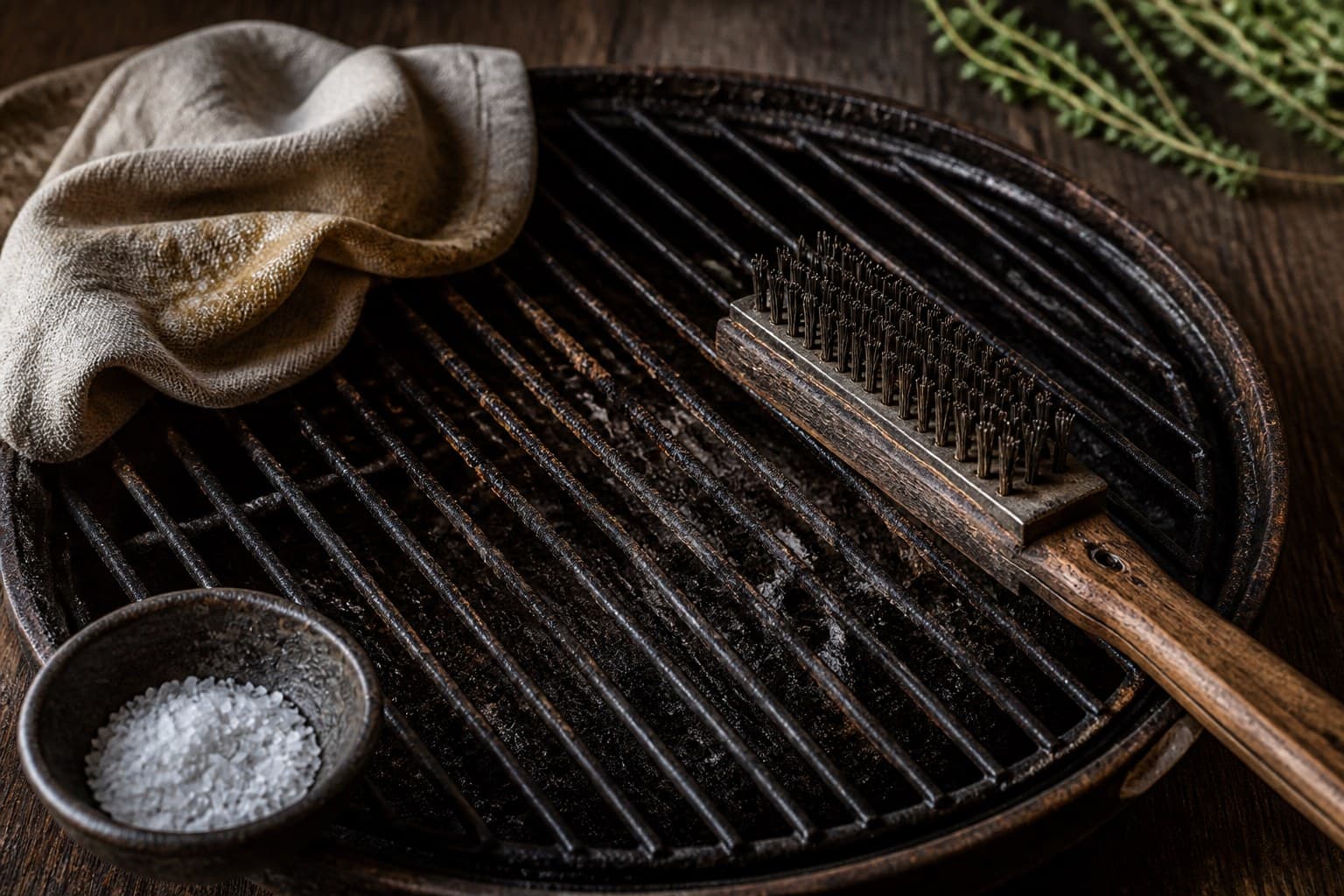 Grillrist der børstes og olieres — pleje uden myter