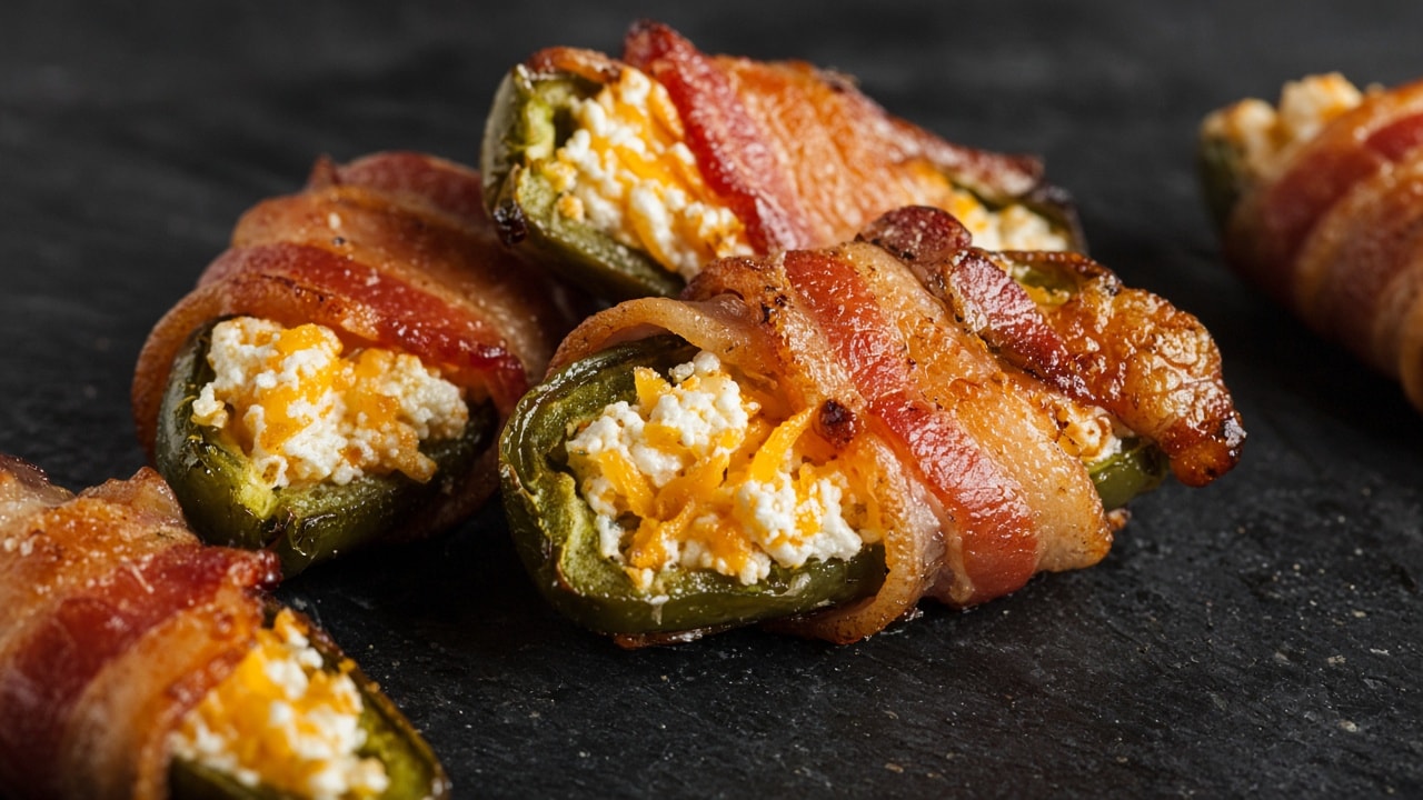 Bacon-svøbte jalapeño poppers med hytteostfyld