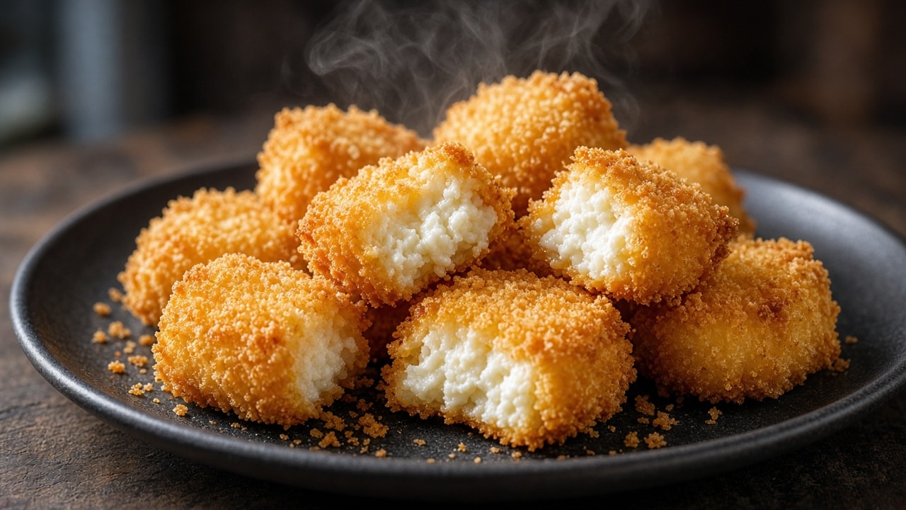 Gyldne hytteost-nuggets med panko-skorpe