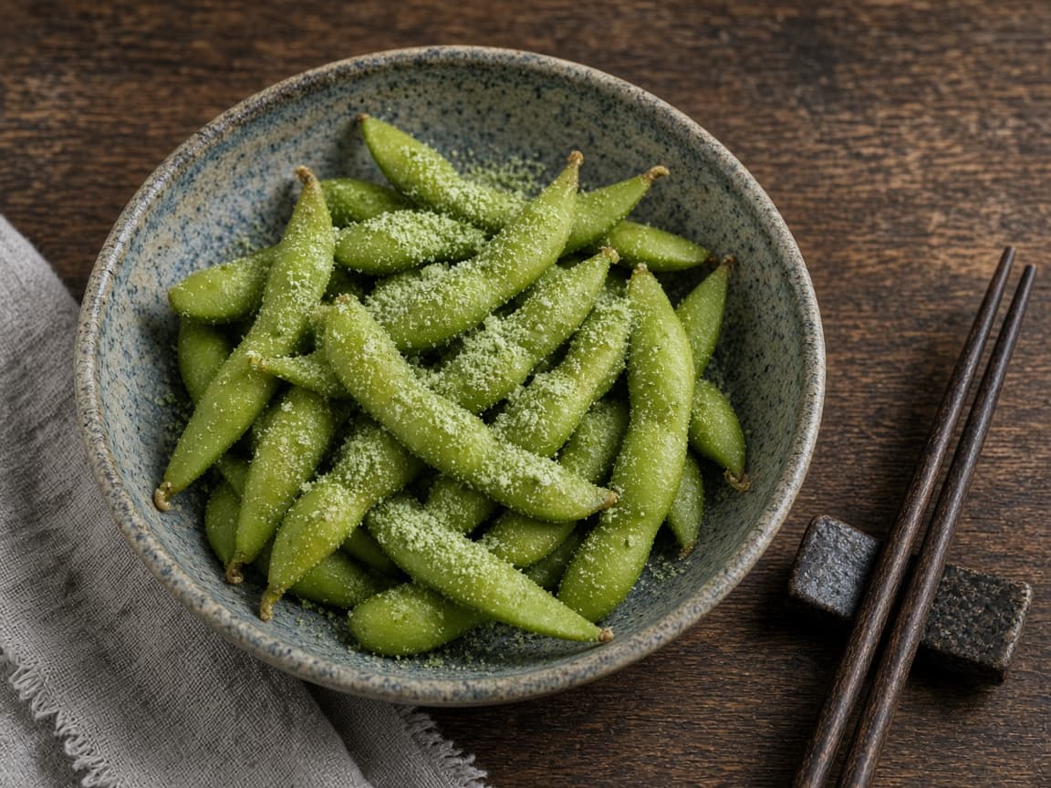 Edamame med wasabi-salt i skål