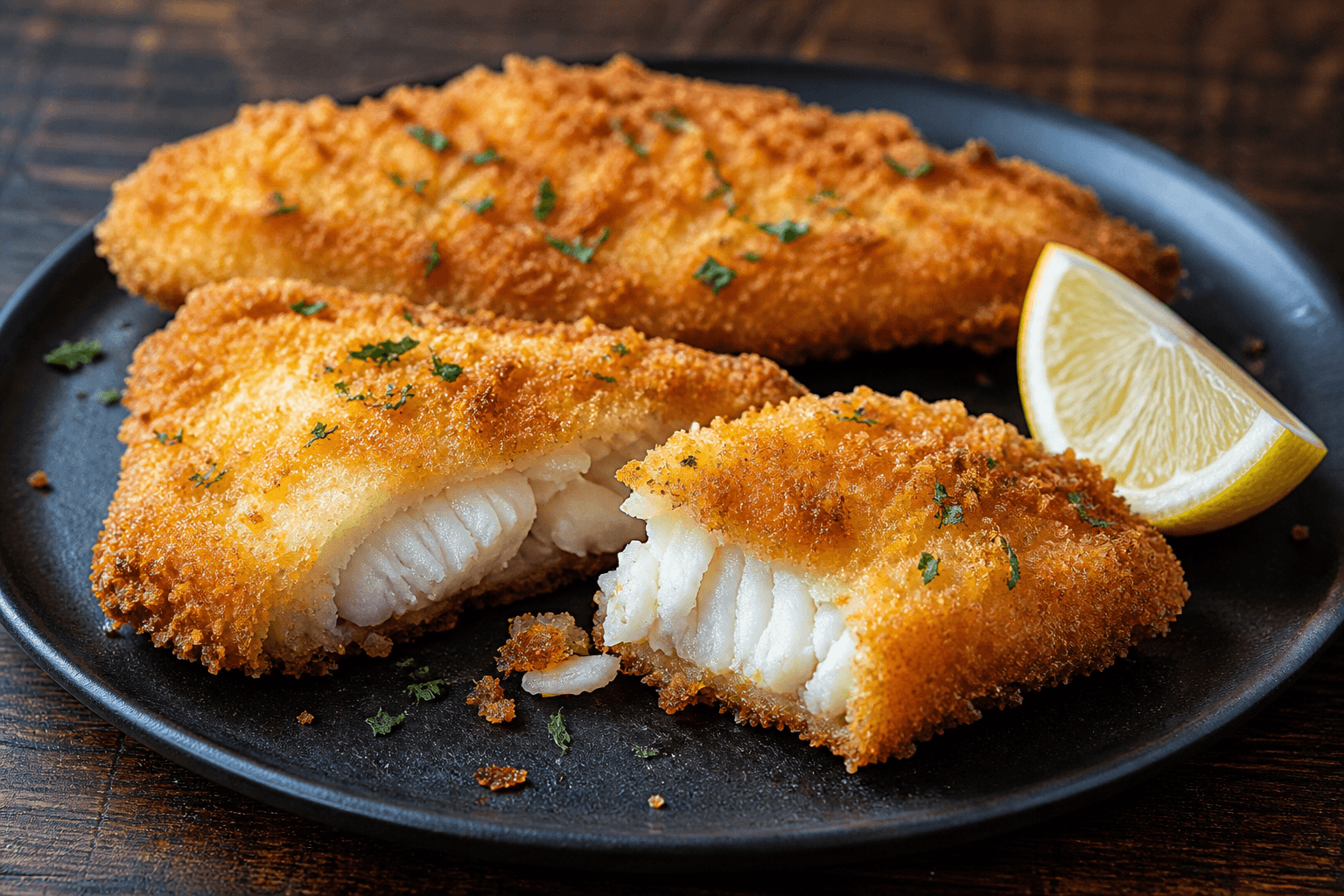 Hjemmelavede fiskefileter med panko og citron