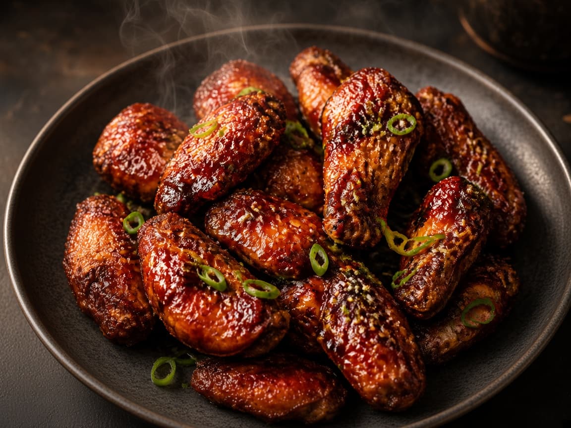 Sticky honning-sriracha kyllingelår fra airfryer