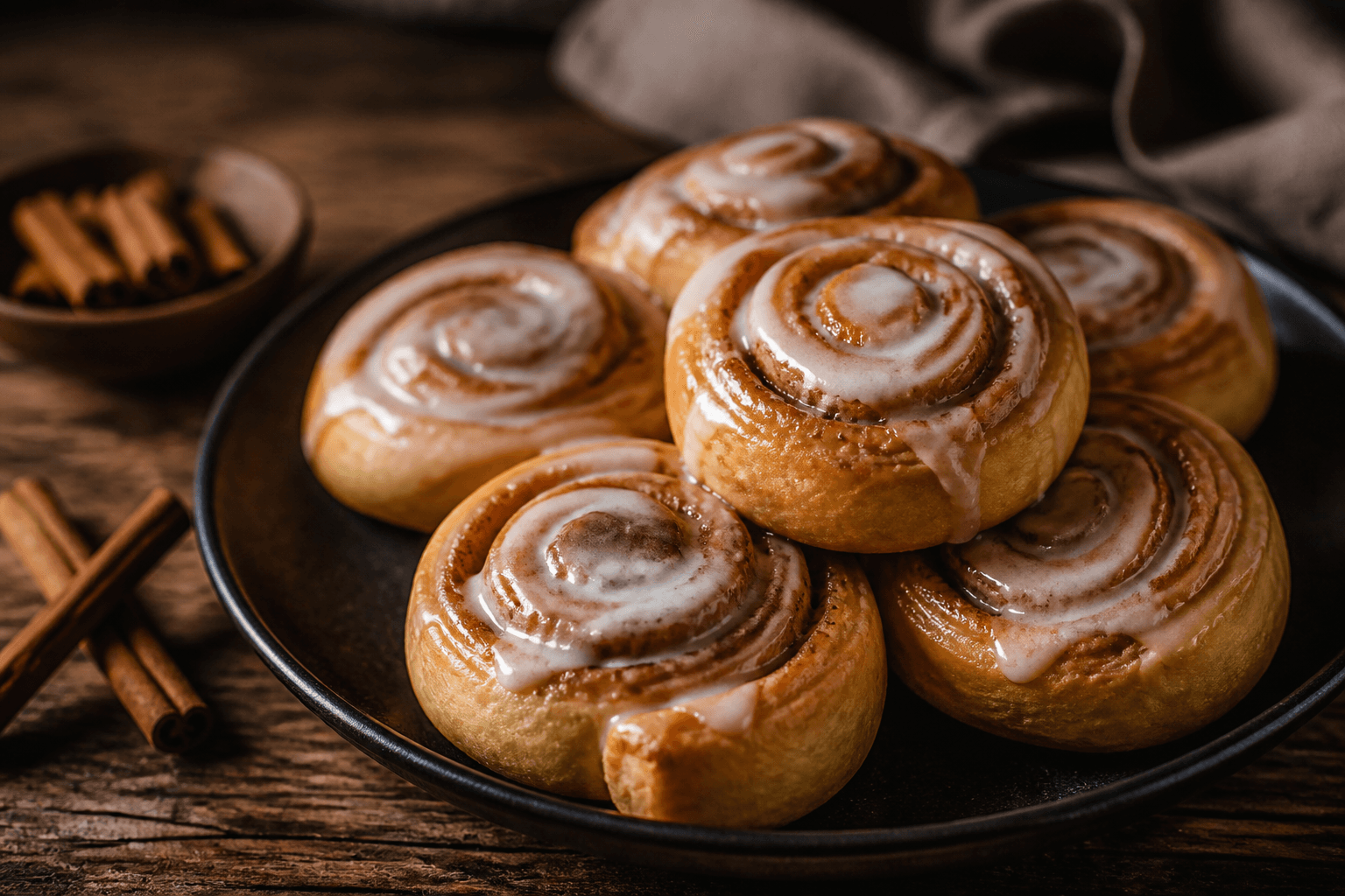 Kanelsnegle af færdigdej med glasur