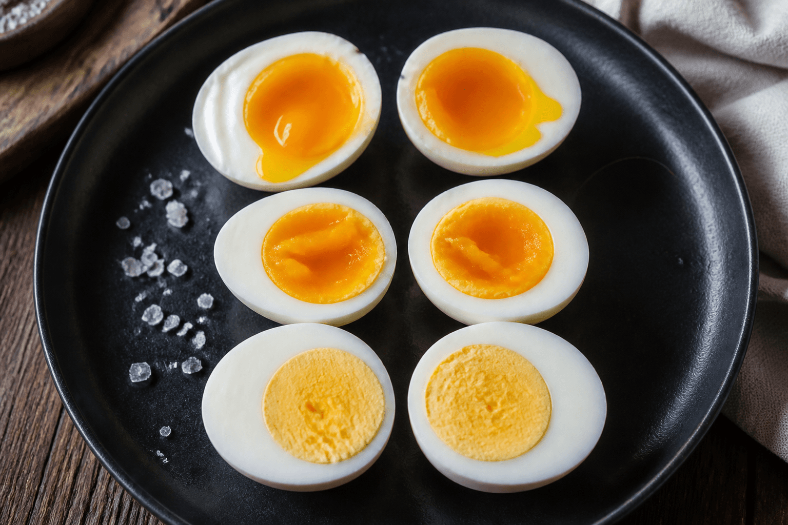 Æg med blød, jammy og hård blomme fra airfryer