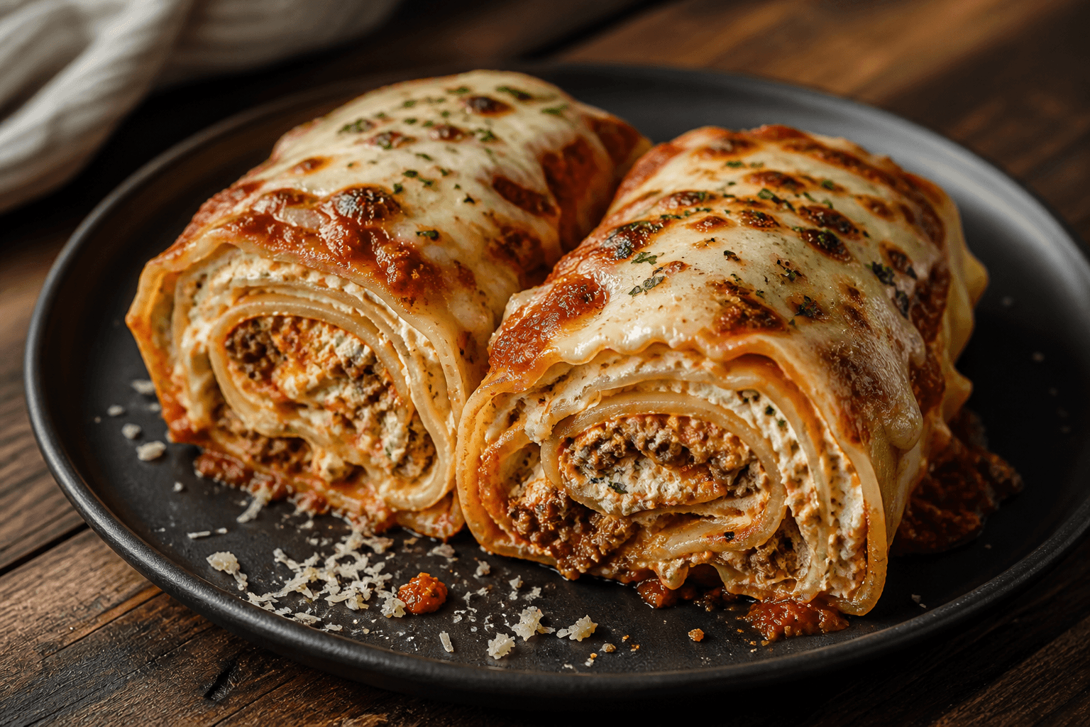 Sprøde lasagne-ruller med ost og tomatsauce