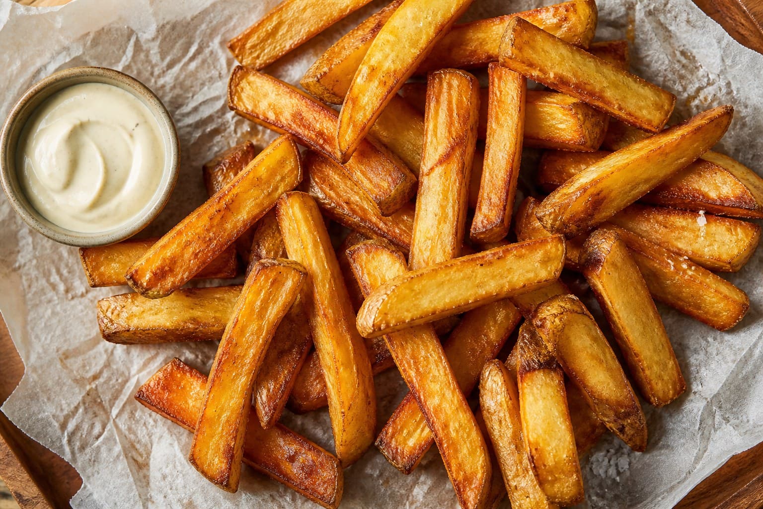 Hjemmelavede pommes frites med knasende kant