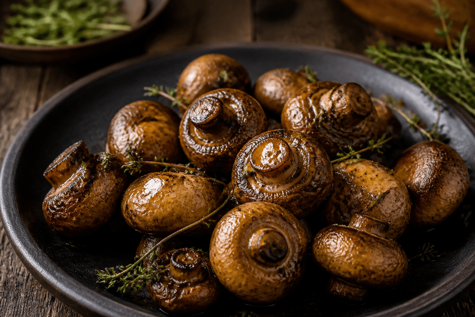 Svampe-bites stegt med timian og smør