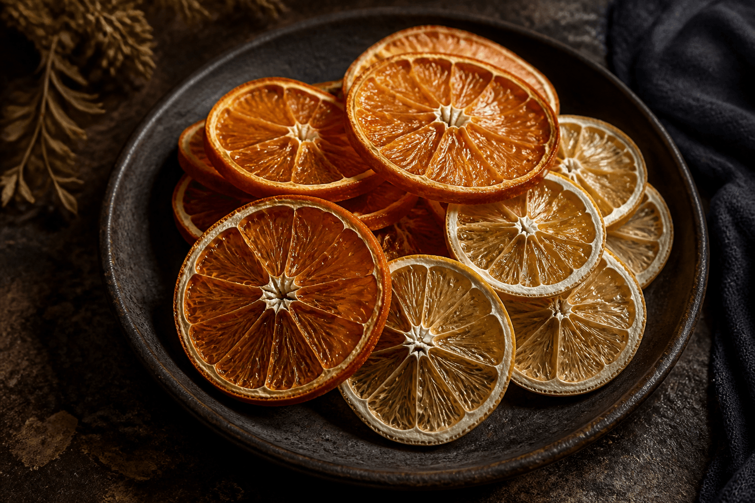 Tørrede appelsin- og citronskiver til drinks og pynt