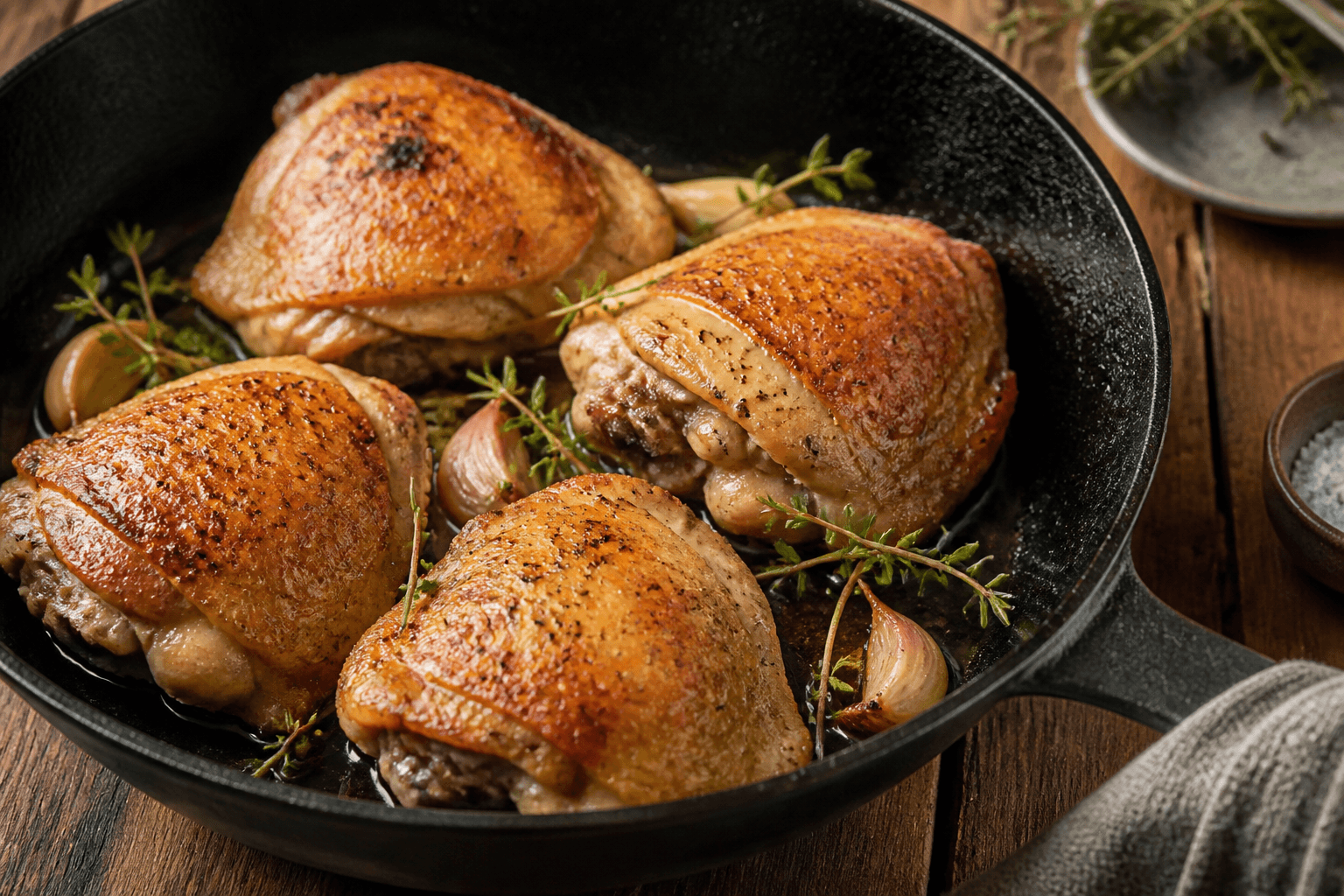 Gourmetsaltede kyllingelår med urter
