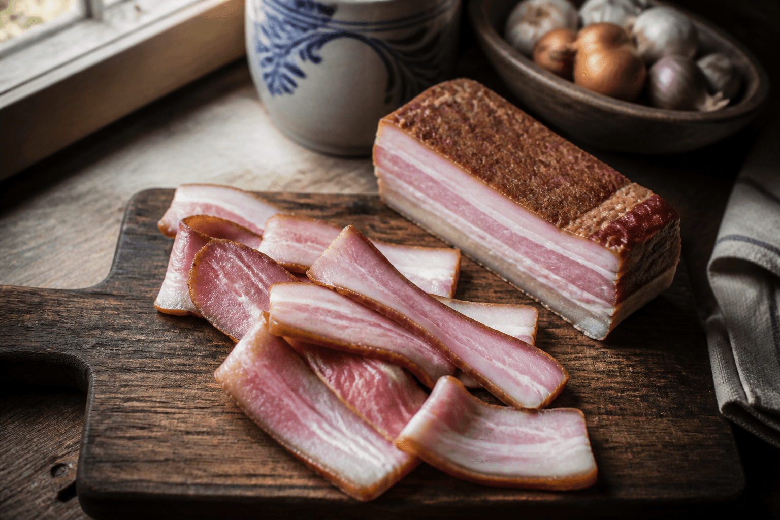 Svinebryst i tørsaltning klar til bacon