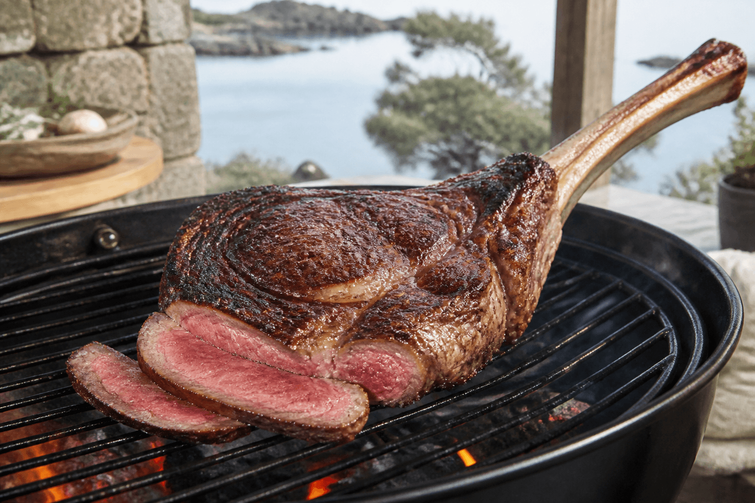 Cote de Boeuf på grill med stegeskorpe og rosa midte
