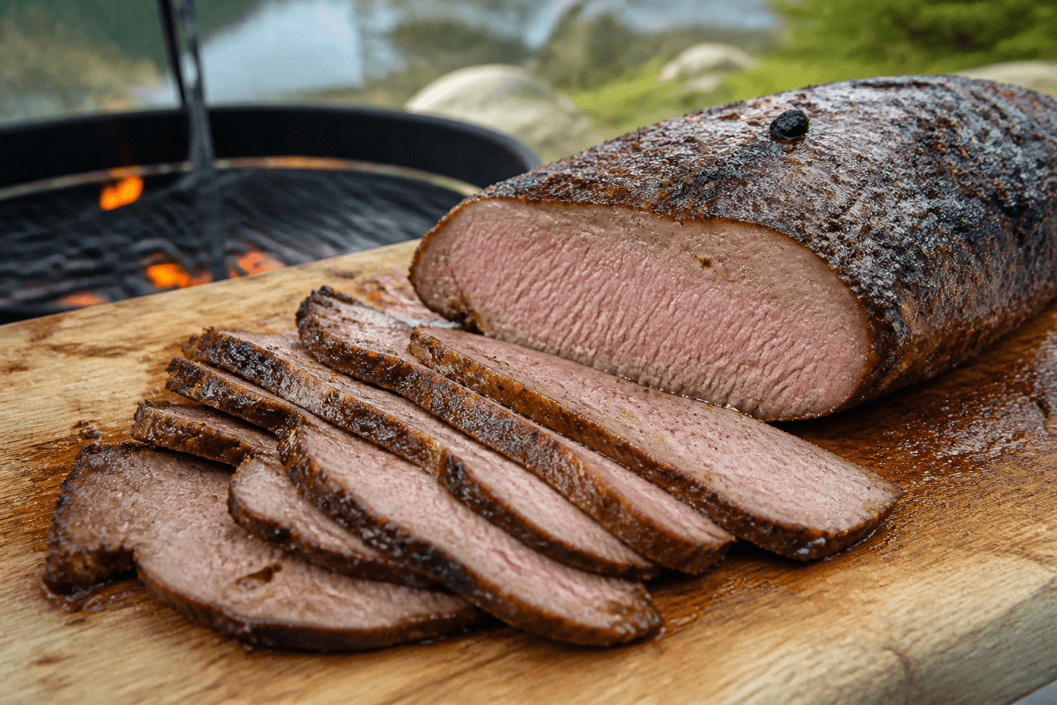 Cuvettesteg på grill skåret i skiver