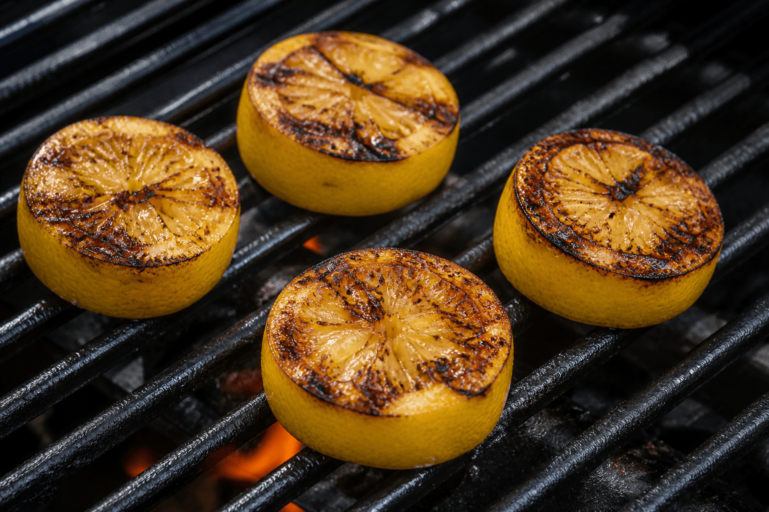 Halverede grillede citroner med karamelliseret snitflade