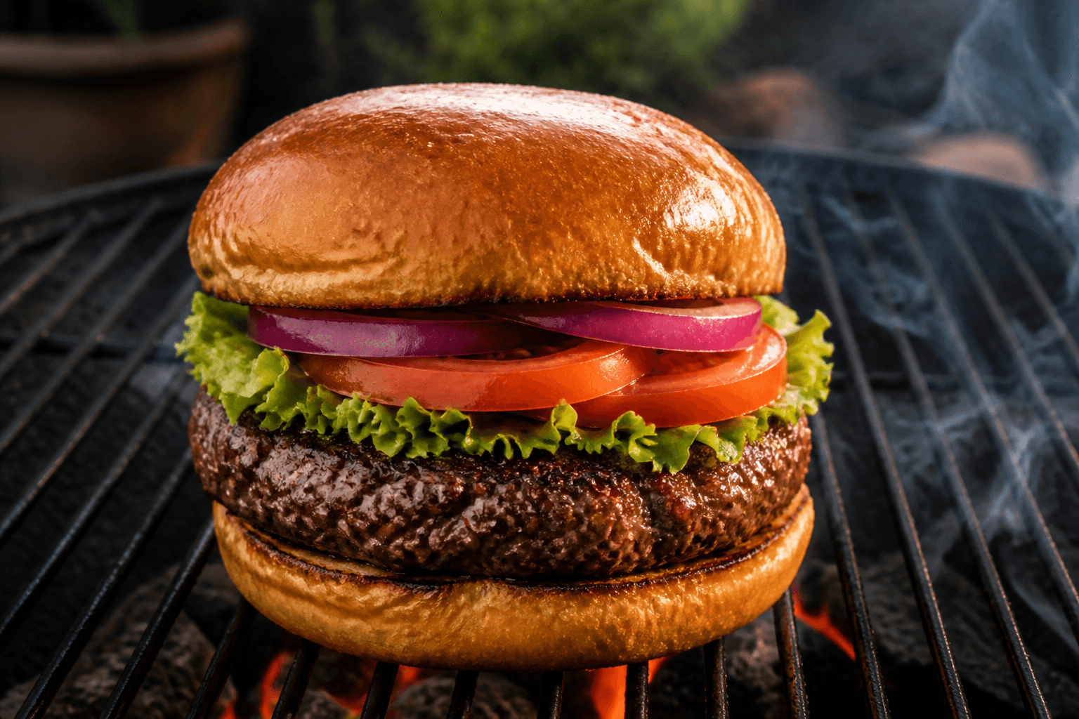 Klassisk hjemmelavet grillburger uden ost