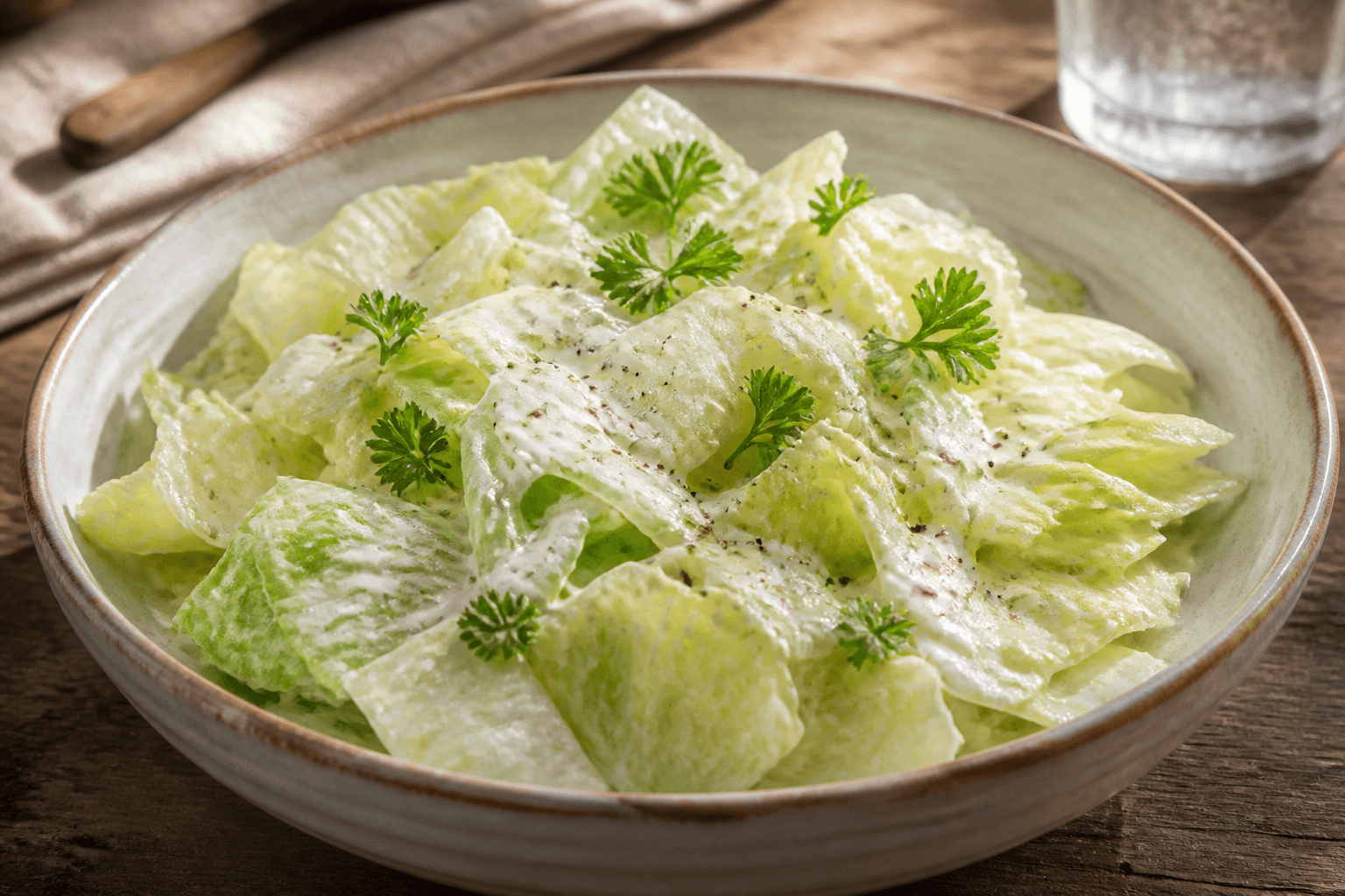Mormorsalat af iceberg med flødedressing
