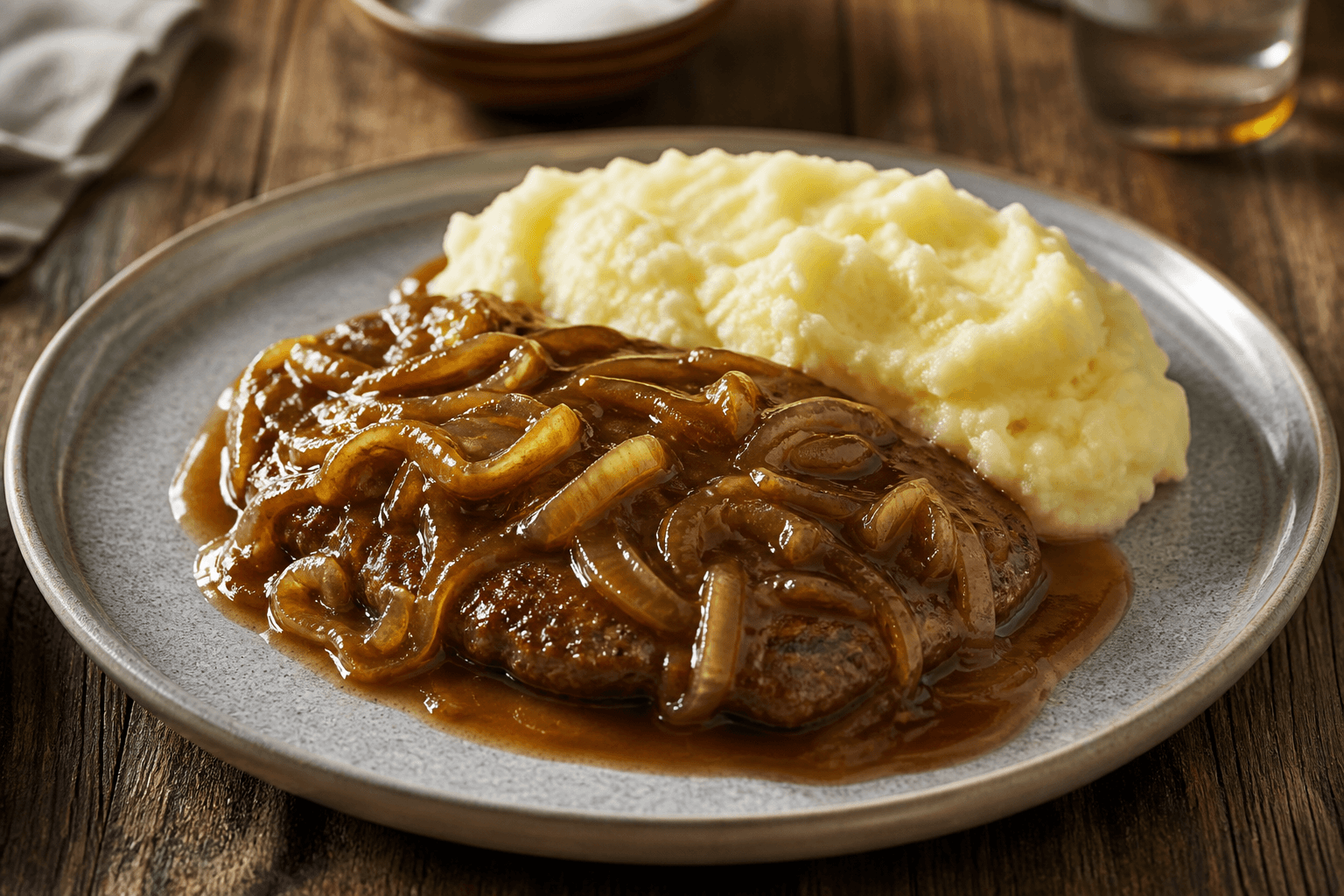 Millionbøf med brun sauce serveret med kartoffelmos