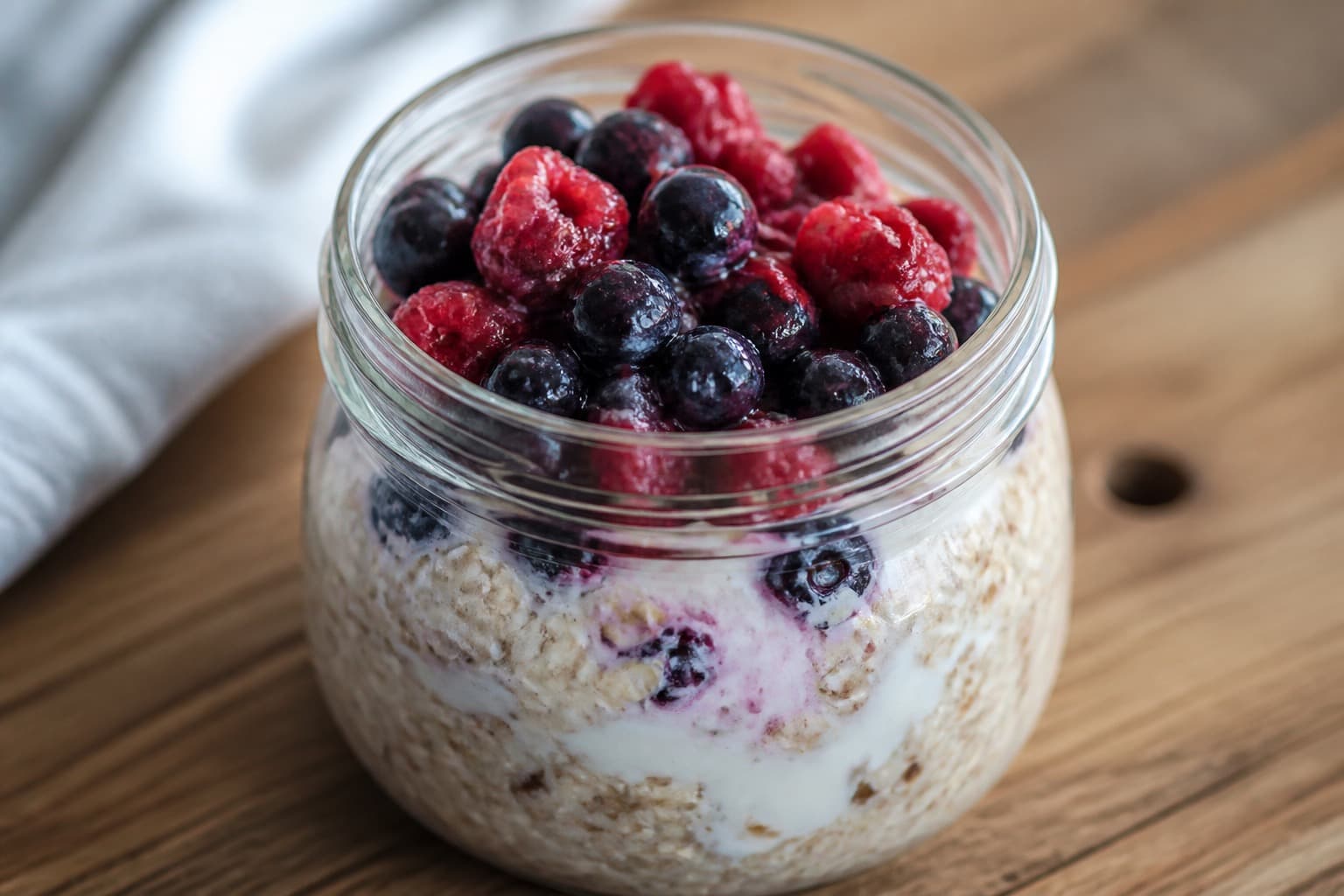 Overnight oats med skyr og bær i glas
