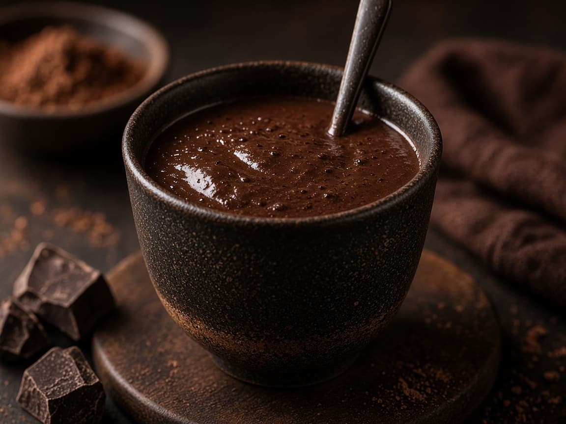 Tyk spansk hot chocolate i kop med skum