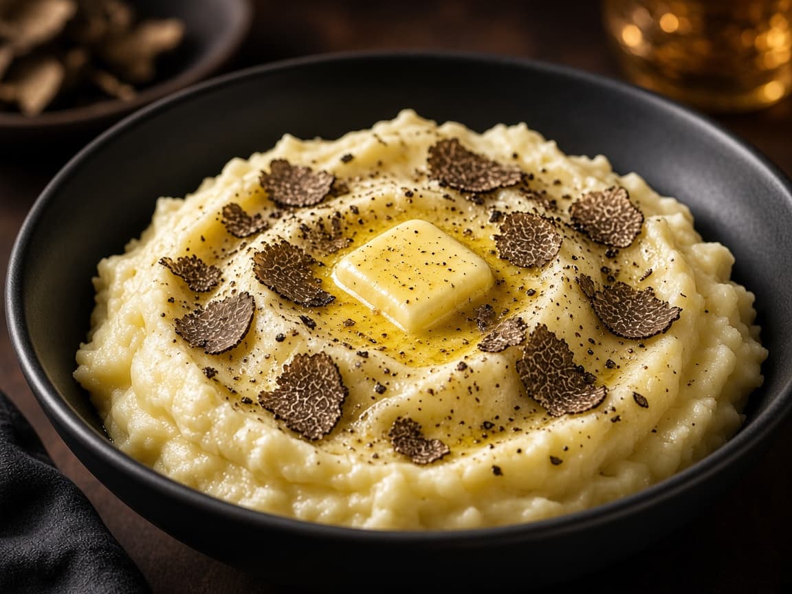 Cremet trøffel-kartoffelmos i skål