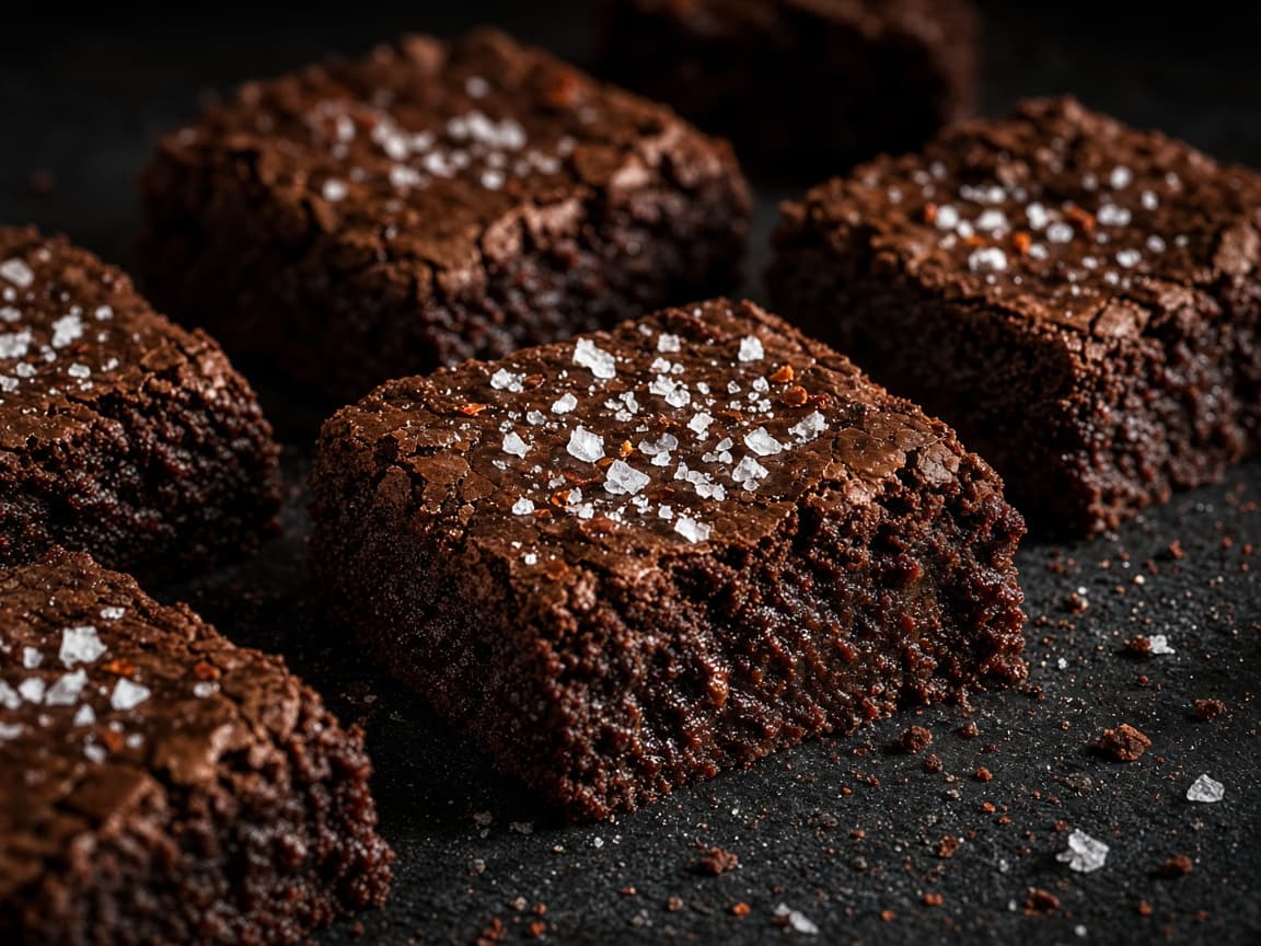 Mørke chokolade-chili-brownies i firkanter