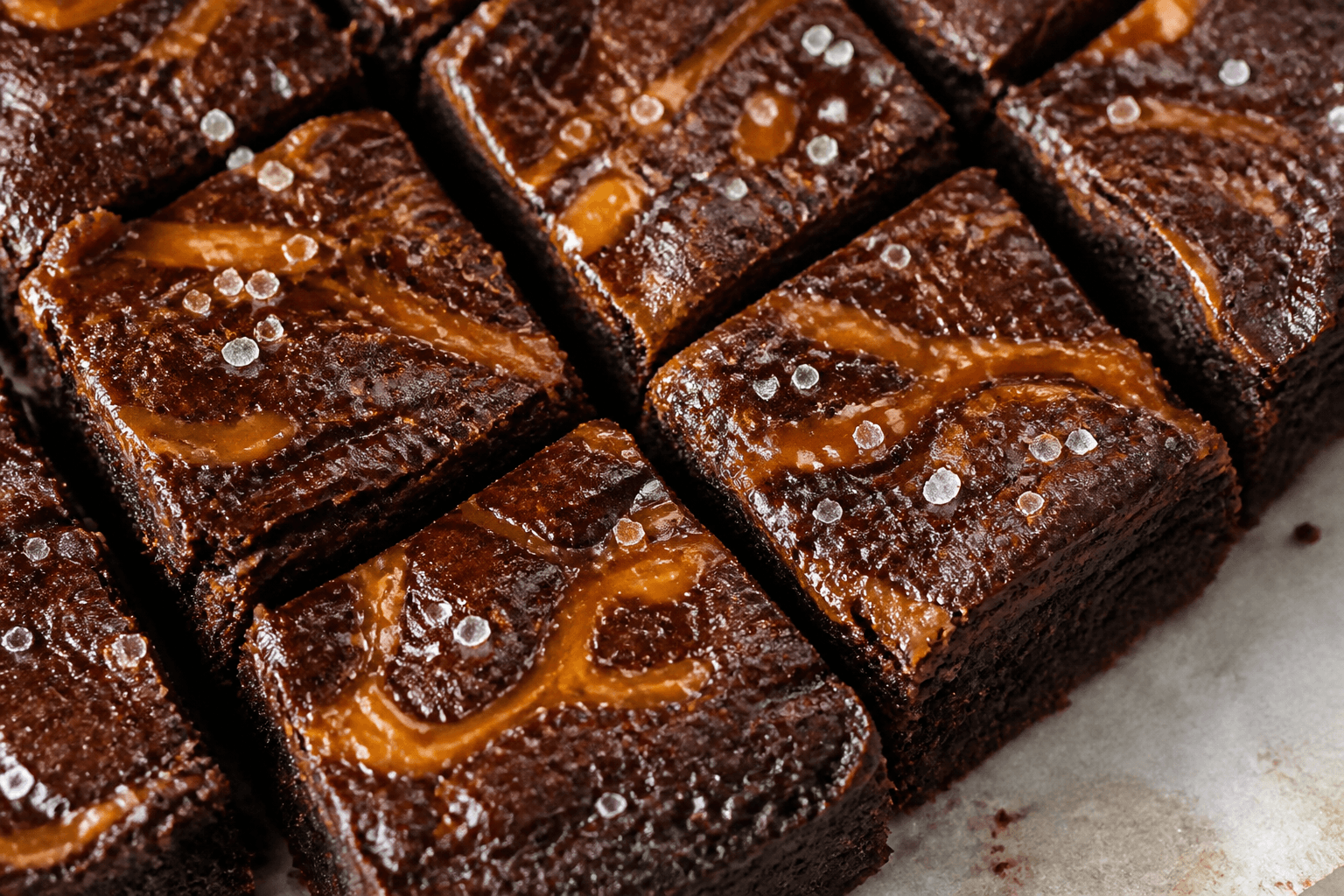 Mørk brownie med saltkaramel og flagesalt