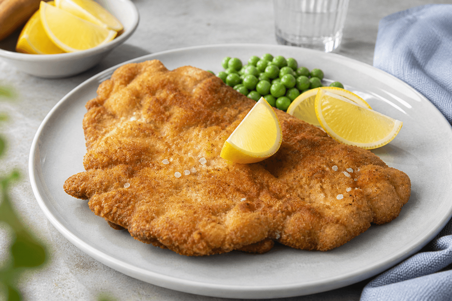 Wienerschnitzel af kalveinderlår med citron og dreng