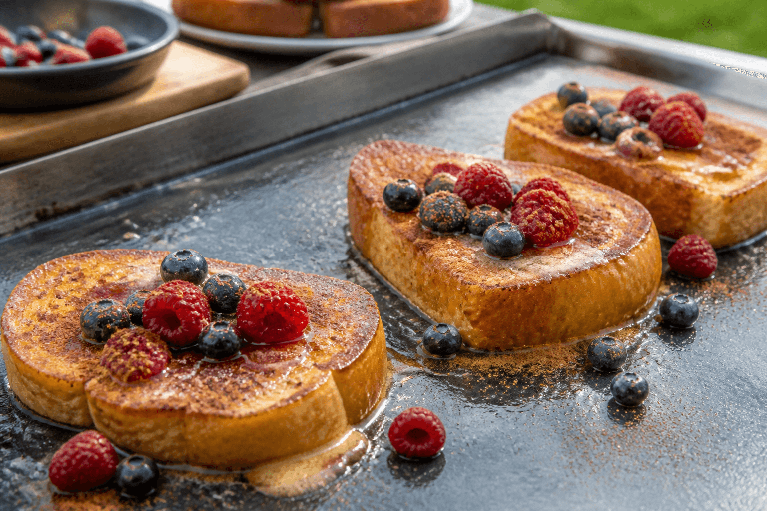 Klassisk fransk toast på plancha med bærkompot