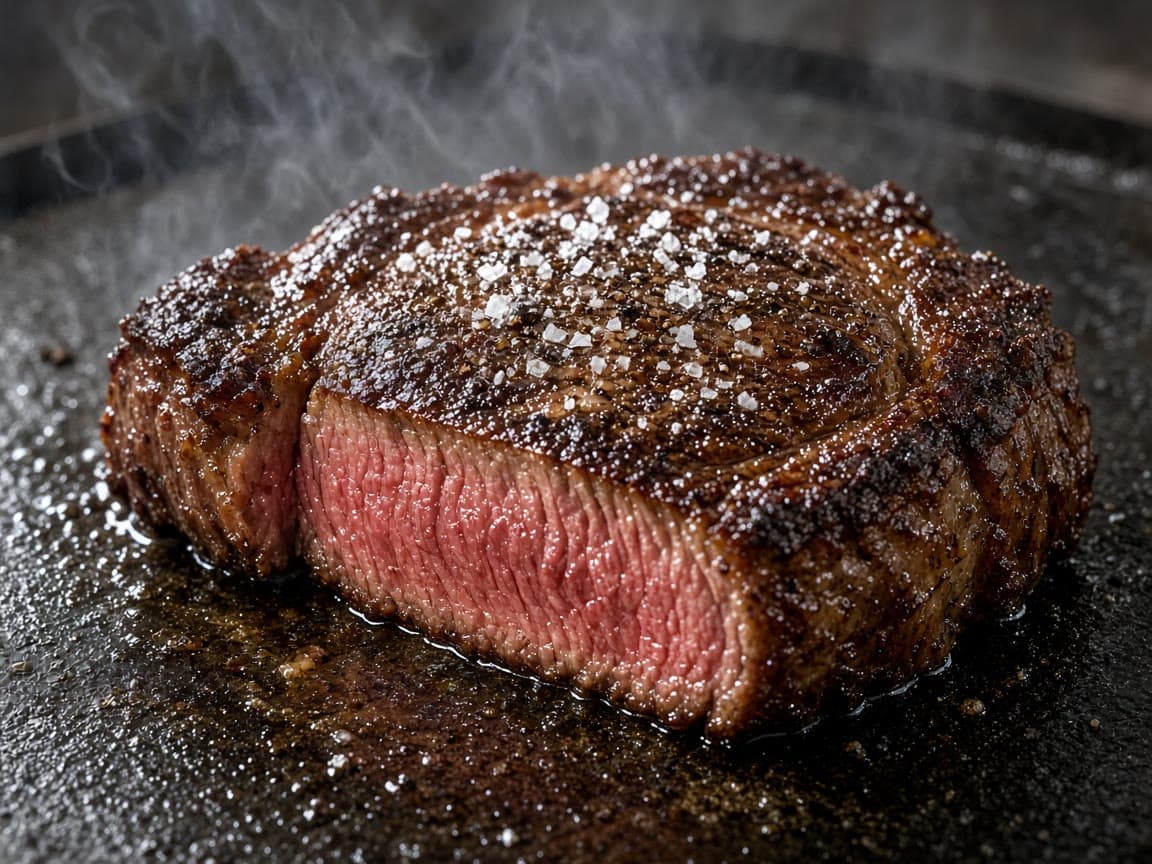Tørsaltet ribeye med stegeskorpe fra plancha