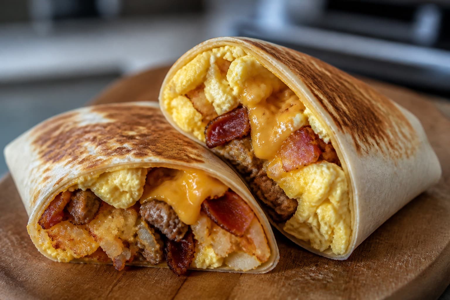 Breakfast burrito ristet sprød på plancha