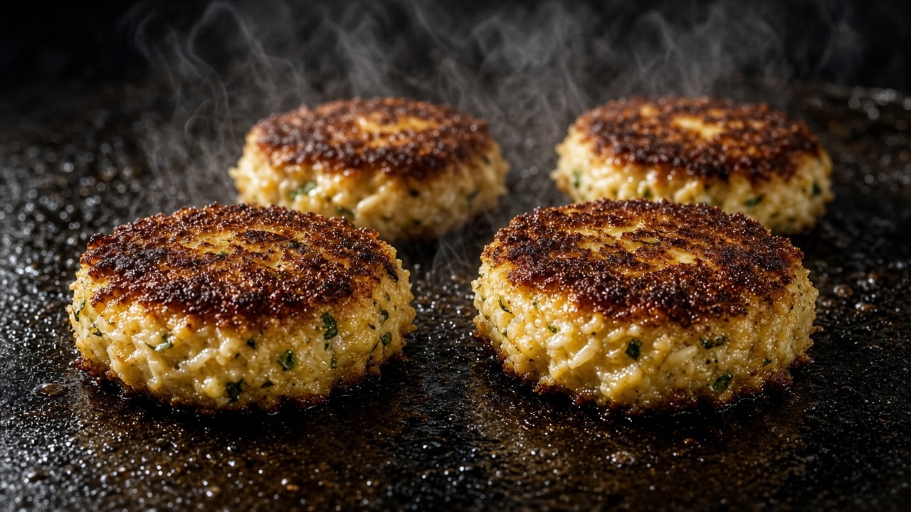 Plancha-stegte hytteost-bøffer med mørk skorpe