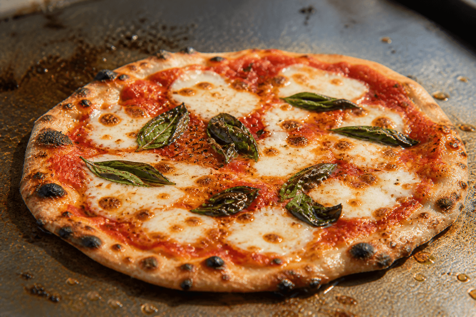 Plancha-pizza med tynd sprød bund