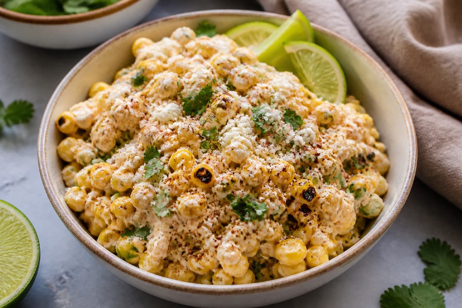 Street corn elotes med mayo og ost på plancha