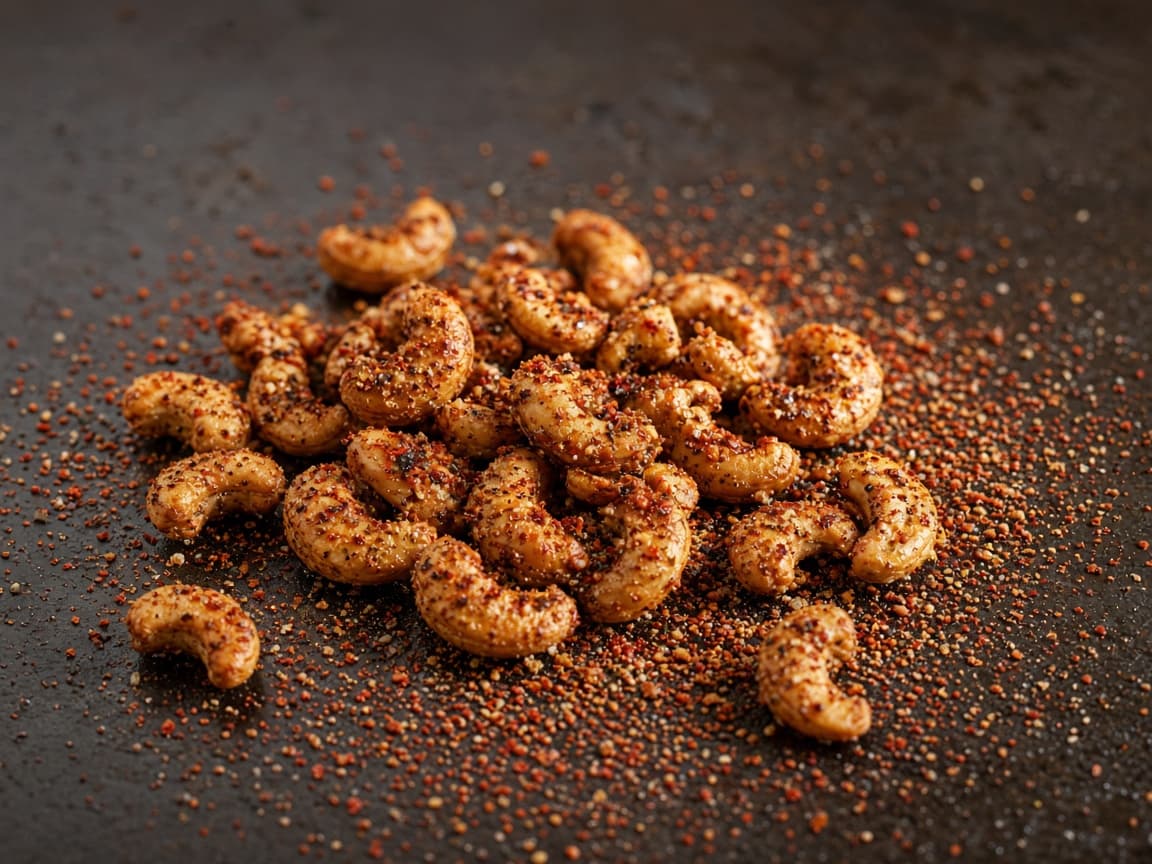 Togarashi-krydrede cashewnødder fra plancha
