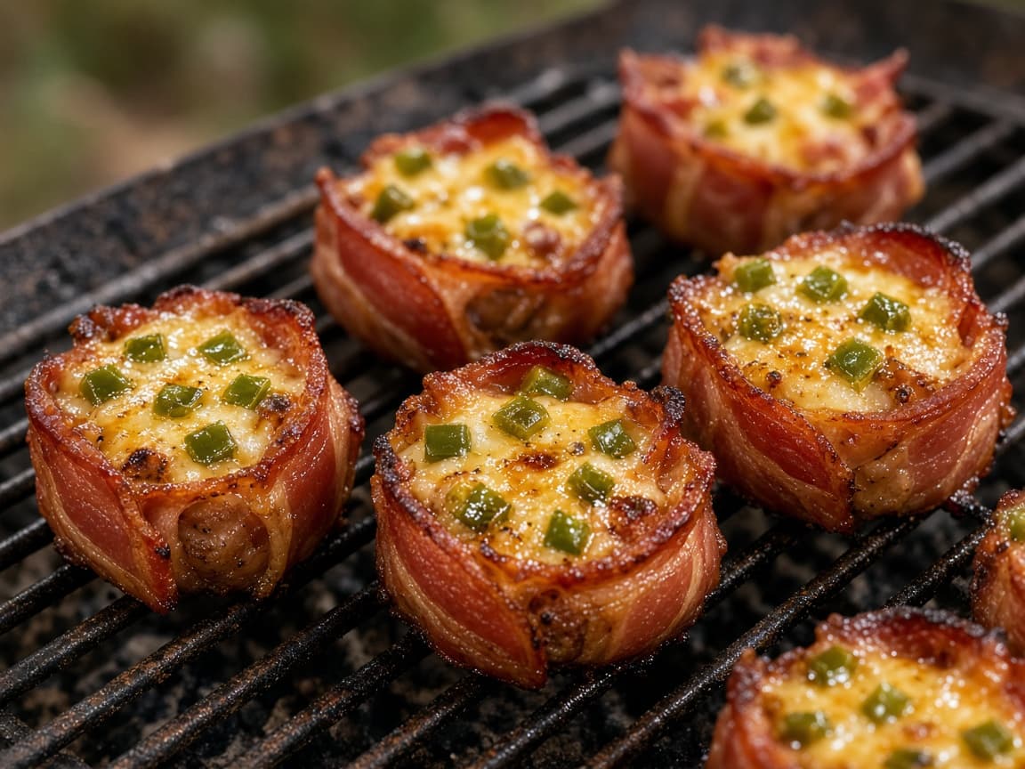 Pig shots på højkant med flødeost og bacon