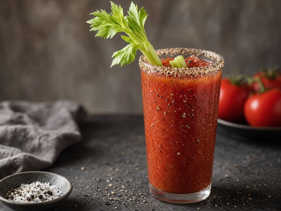 Smoked Bloody Mary med selleri og is