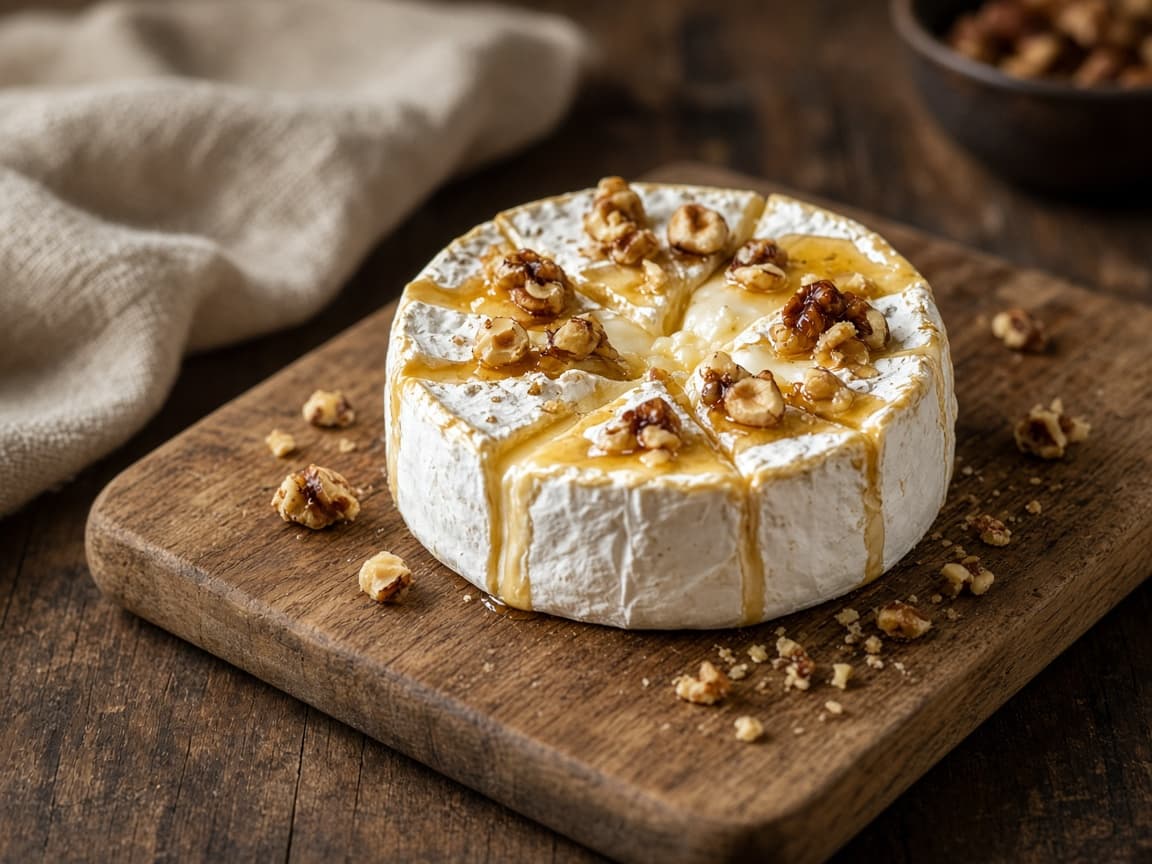 Smoked brie i støbejern med honning og pecannødder