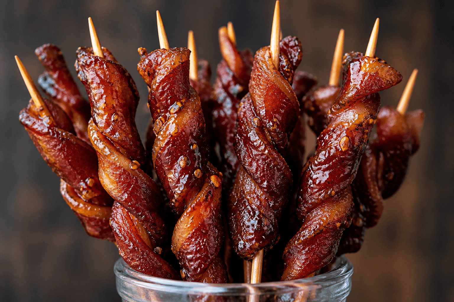 Snoet candied bacon på pinde