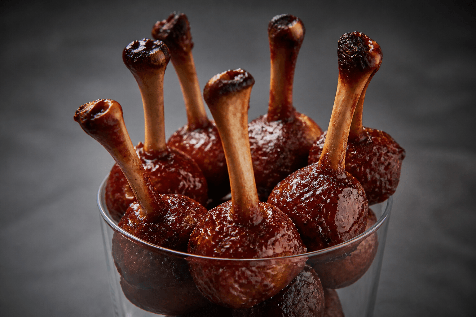 Smoked chicken lollipops med mørk BBQ-glaze