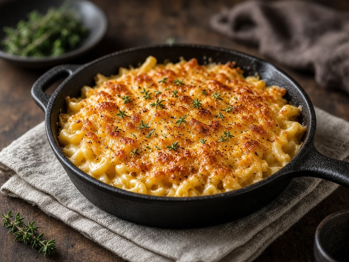 Smoked mac and cheese i støbejern med stræk-ost