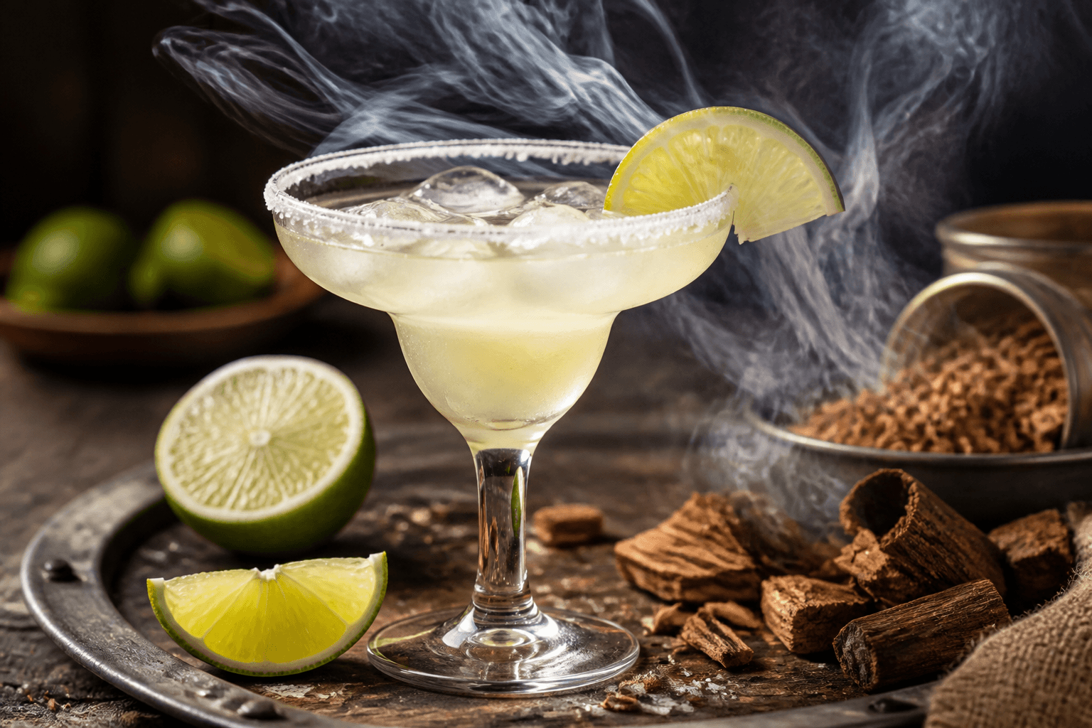 Smoked margarita med saltkant og røg