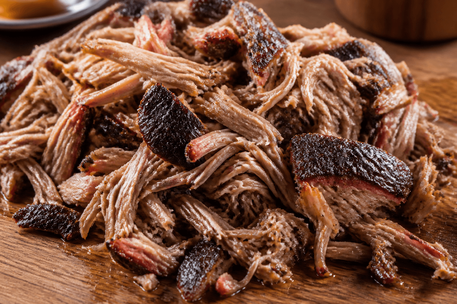 Smoked pulled pork trukket i strimler