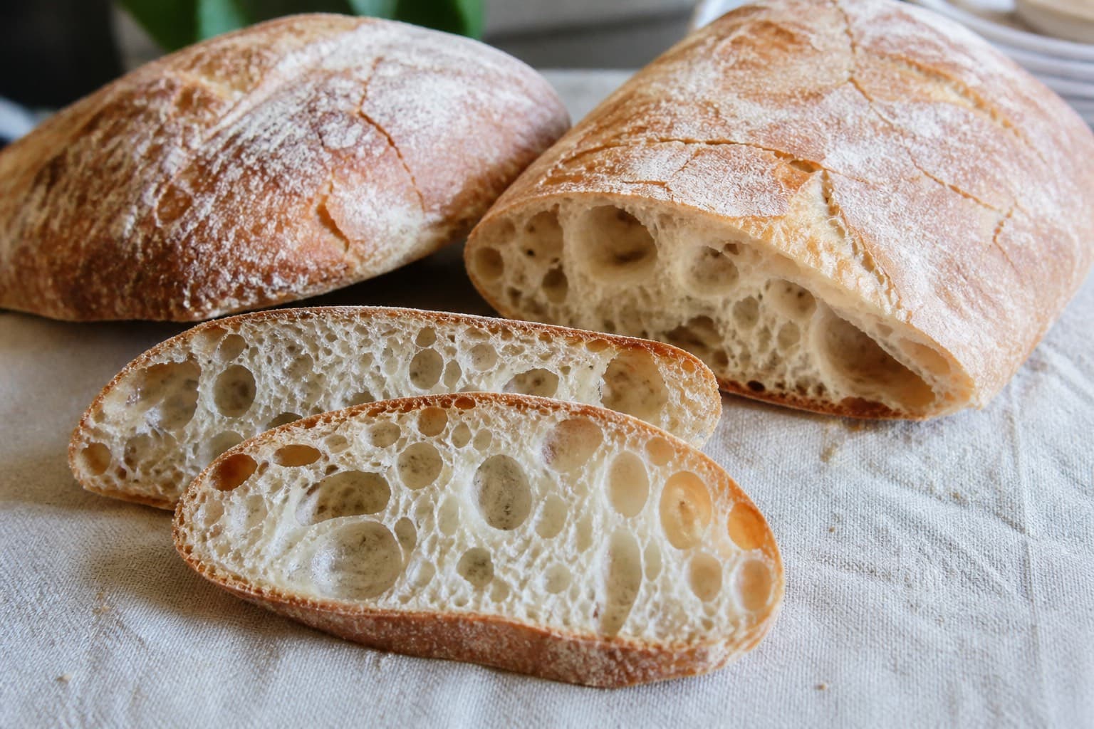 Klassisk ciabatta med åben krumme