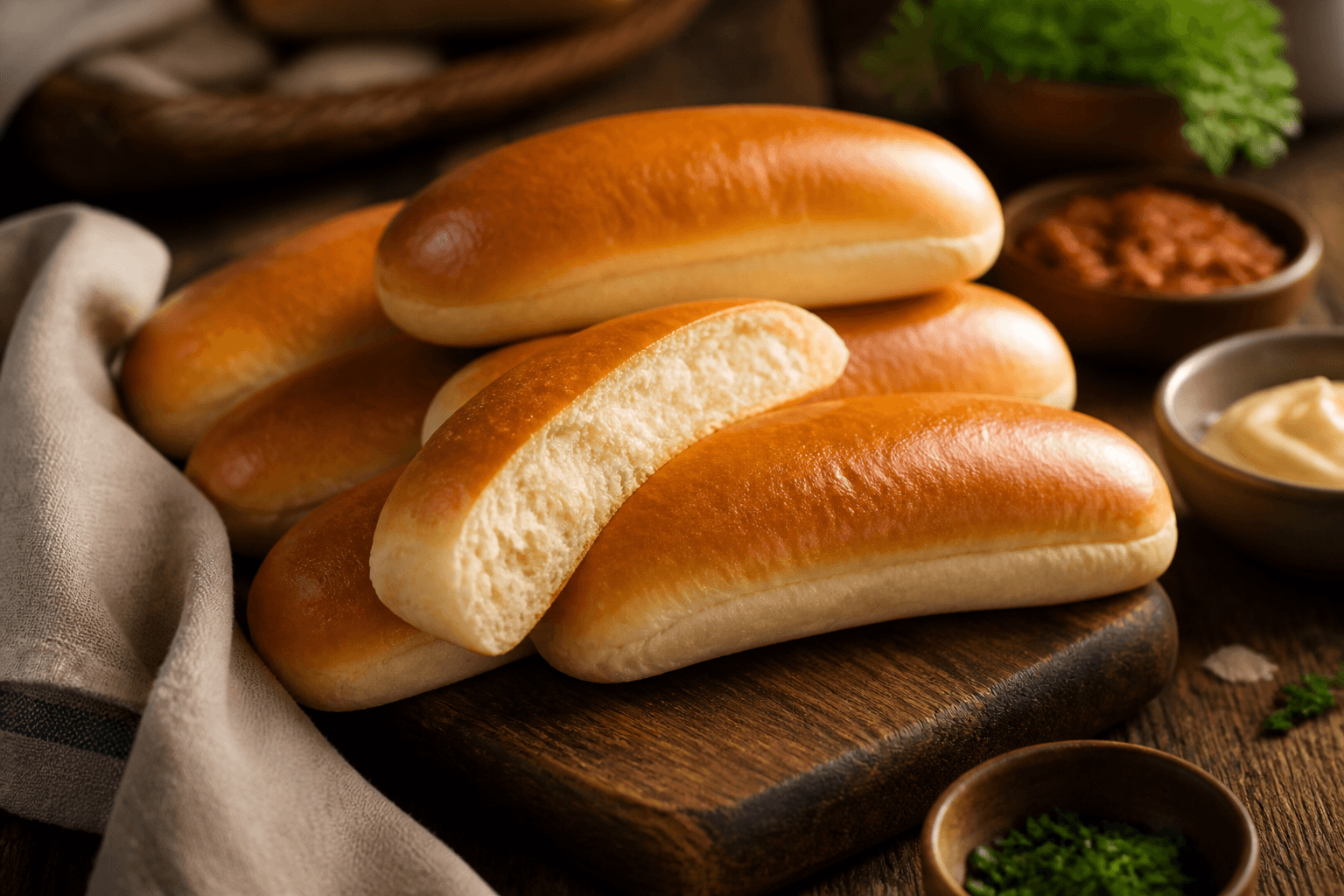 Bløde hjemmelavede hotdogbrød