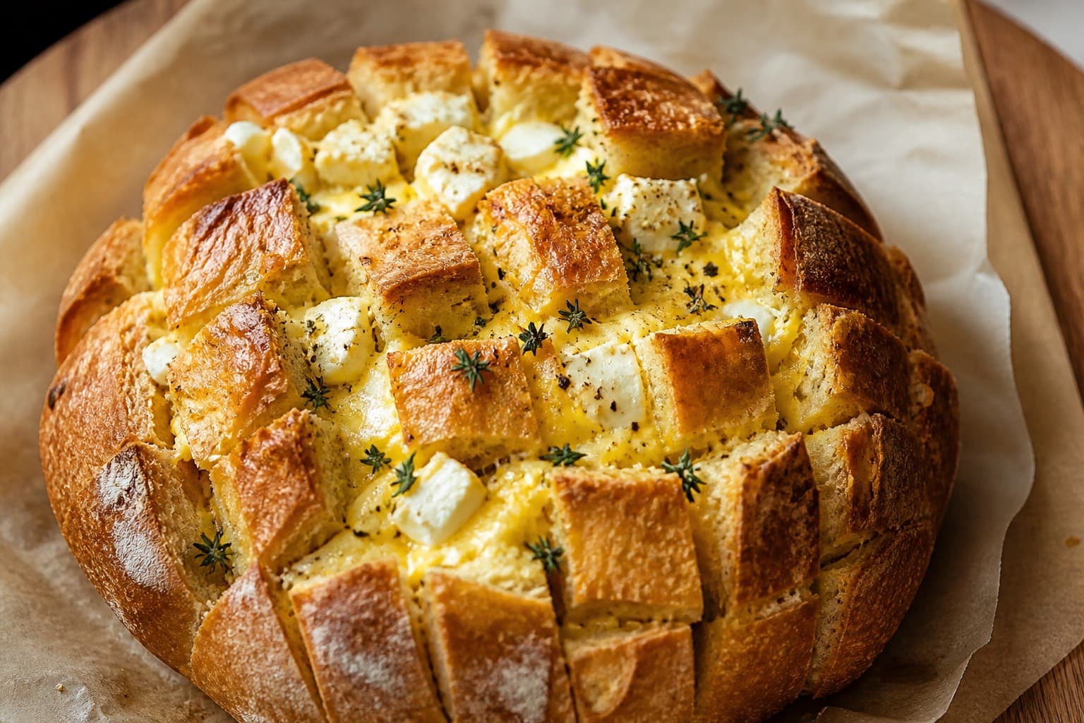 Viral crinkle bread med feta og æggemasse