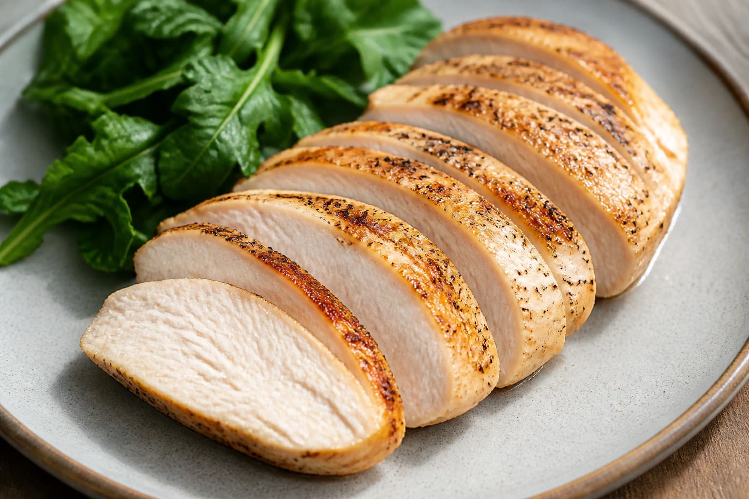 Kyllingebryst sous vide skåret i saftige skiver