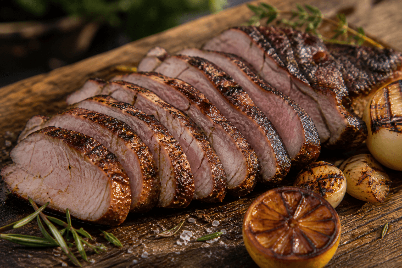 Sprængt nakkefilet sous vide skåret i skiver