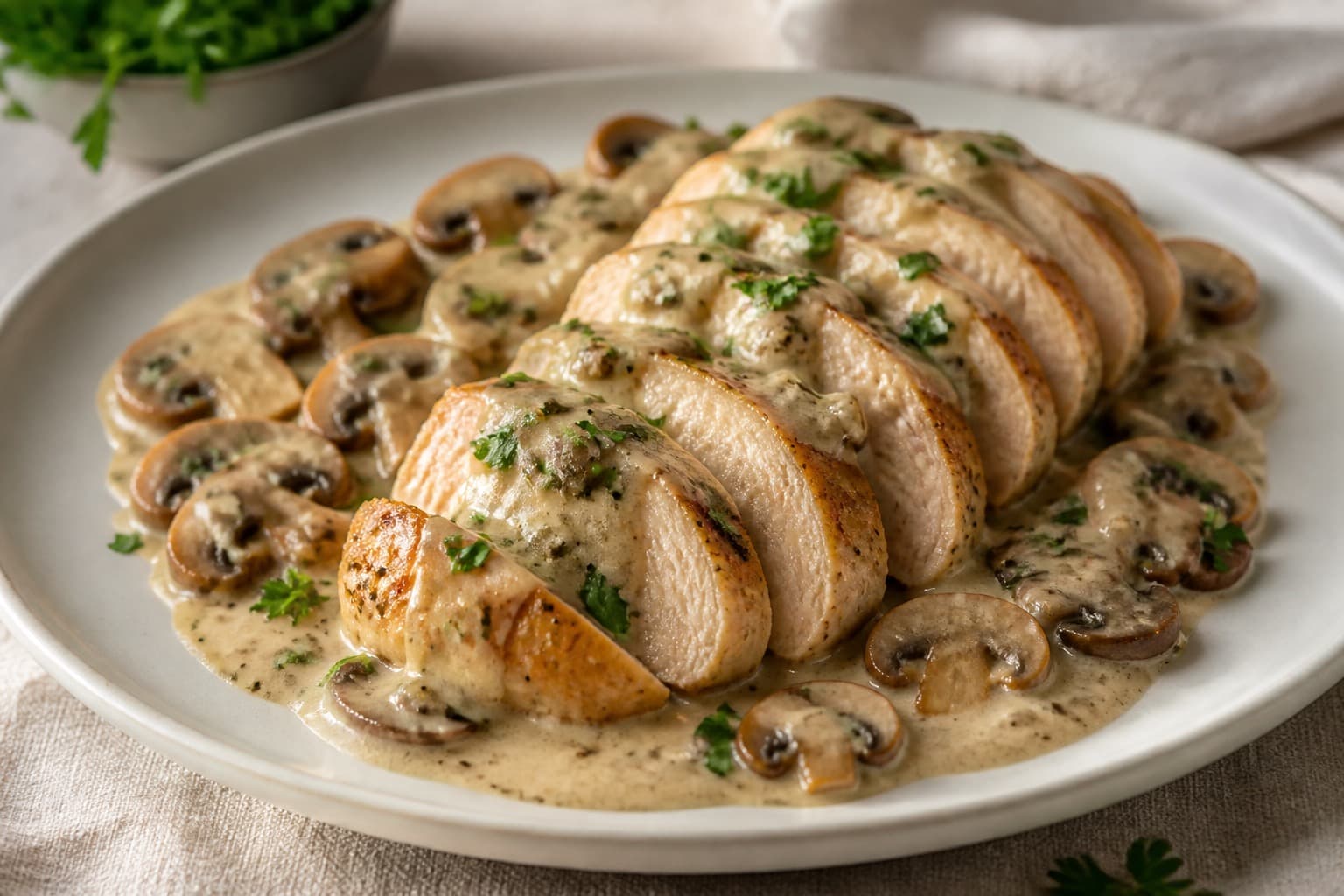 Kalkunbryst i cremet sauce fra trykkoger